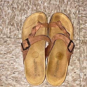 A. Giannetti Tan Leather Sandals